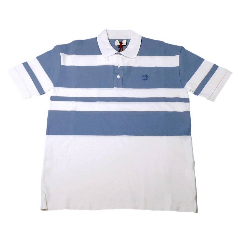 NEW BALLY men's striped polo shirt in bone/blue